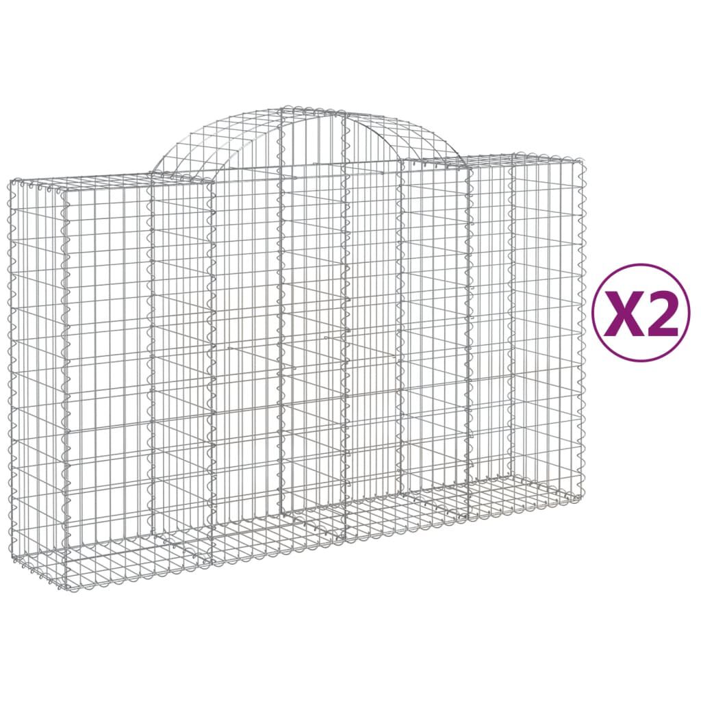 vidaXL Συρματοκιβώτια Τοξωτά 2 τεμ. 200x50x120/140 εκ. Γαλβαν. Ατσάλι