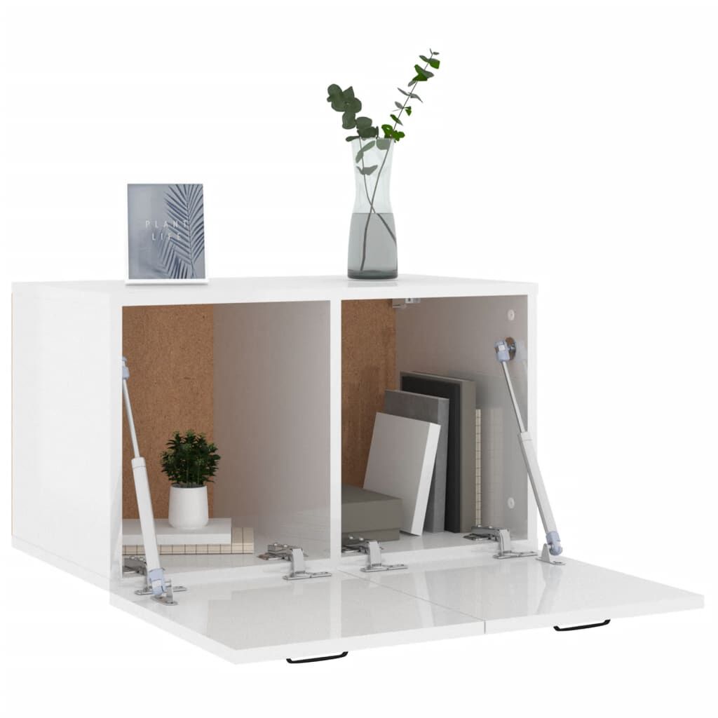 vidaXL Ντουλάπι Τοίχου Γυαλιστερό Λευκό 60x36,5x35 εκ. Επεξεργ. Ξύλο