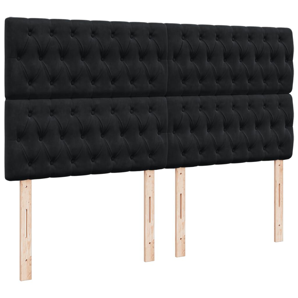 vidaXL Κρεβάτι Boxspring με Στρώμα Μαύρο 200x200 εκ. Υφασμάτινο