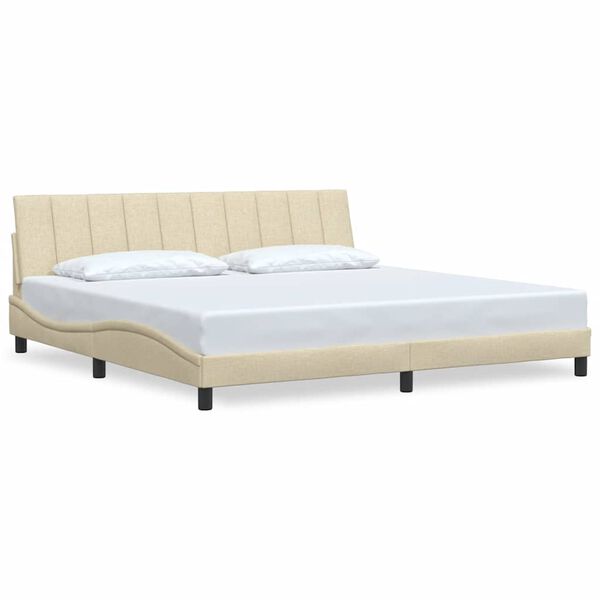 vidaXL Σκελετός Κρεβατιού Χωρίς Στρώμα Κρεμ 200x200 εκ. Υφασμάτινο