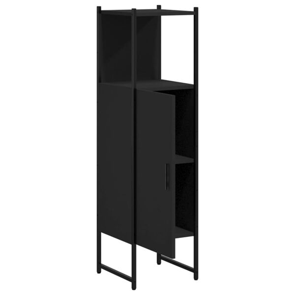 vidaXL Ντουλάπι Μπάνιου Μαύρο 33 x 33 x 120,5 εκ. Επεξεργασμένο Ξύλο