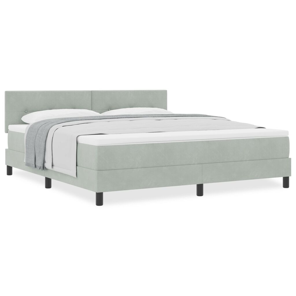 Κρεβάτι Box Spring με Στρώμα vidaXL Γκρι Ανοιχτό Σούπερ Κάτω από Βελούδο