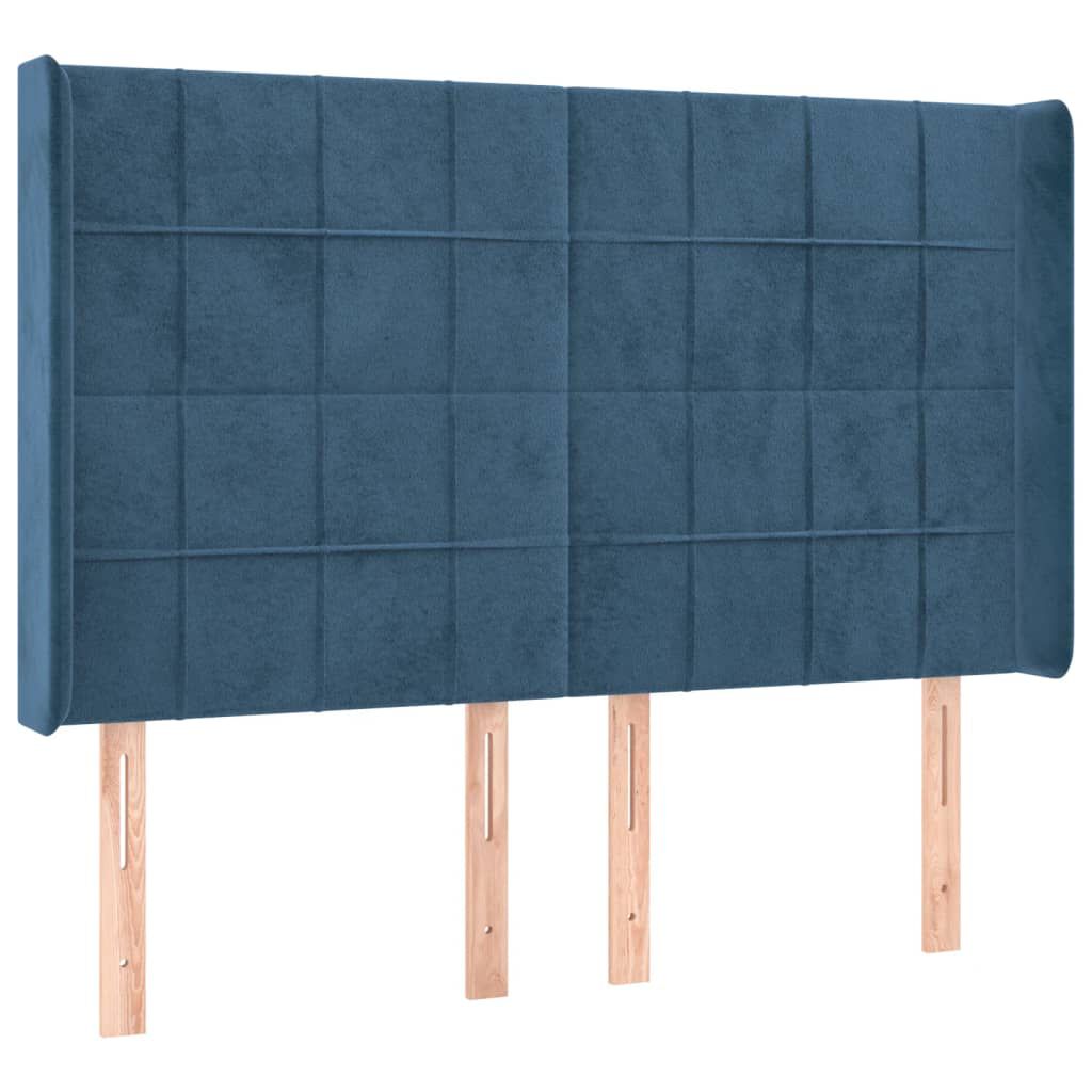 vidaXL Κρεβάτι Boxspring με Στρώμα & LED Σκ. Μπλε 140x200εκ. Βελούδινο