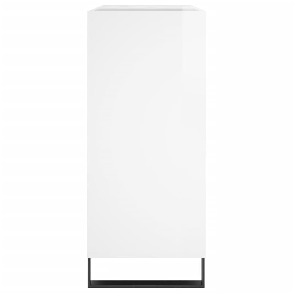 vidaXL Δισκοθήκη Γυαλιστερή Λευκή 84,5 x 38x 89 εκ. από Επεξεργ. Ξύλο