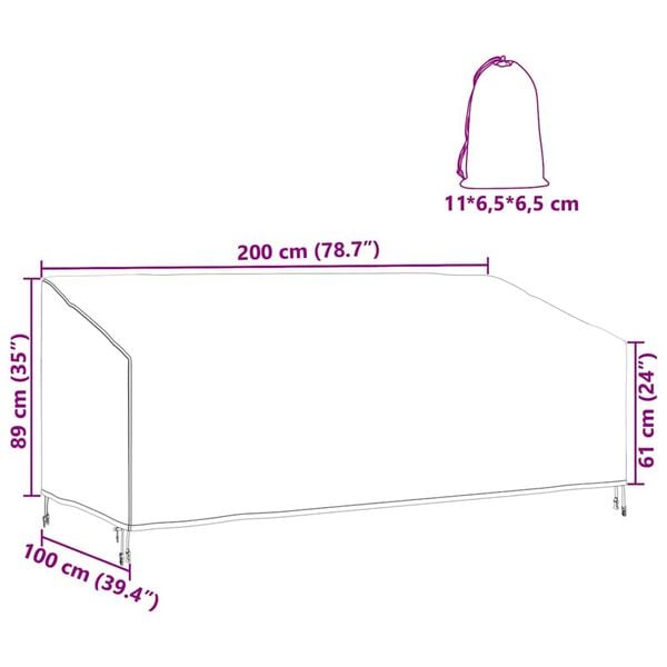 vidaXL Κάλυμμα Επίπλων Εξωτερικού Χώρου 200 x 100 x 89 εκ