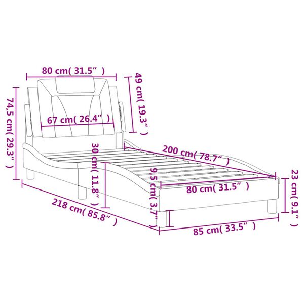 vidaXL Πλαίσιο Κρεβατιού με Κεφαλάρι Γκρι 80x200 εκ. Συνθετικό Δέρμα