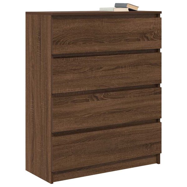 vidaXL Sideboard καφέ δρυς 80x35x99 cm Ξύλινο μηχανουργικό ξύλο