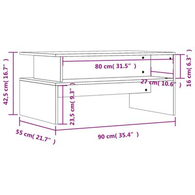 vidaXL Τραπεζάκι Σαλονιού Καφέ Δρυς 90x55x42,5 εκ. Επεξεργασμένο Ξύλο
