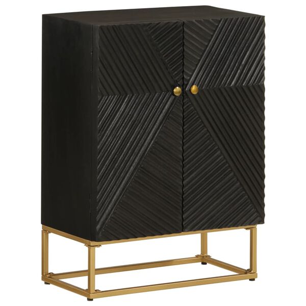 vidaXL Ντουλάπι Μαύρο 55x30x76 εκ. από Μασίφ Ξύλο Μάνγκο και Σίδηρο
