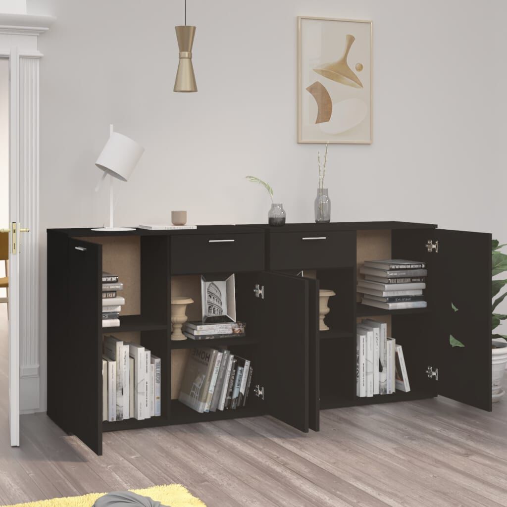 vidaXL Μπουφές Μαύρος 160 x 36 x 75 εκ. Επεξ. Ξύλο
