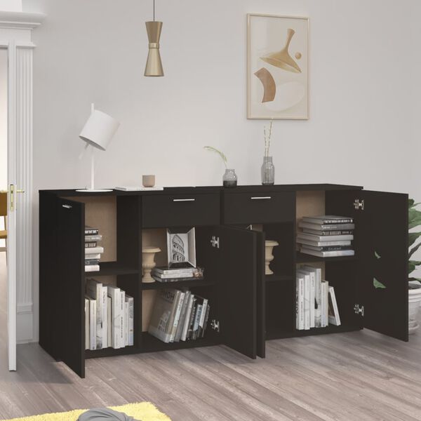 vidaXL Μπουφές Μαύρος 160 x 36 x 75 εκ. Επεξ. Ξύλο