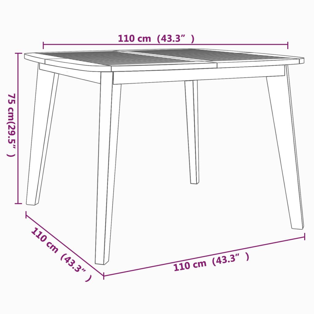 vidaXL Τραπέζι Κήπου 110 x 110 x 75 εκ. από Μασίφ Ξύλο Ακακίας