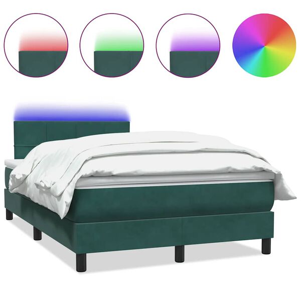 vidaXL &Kappa;&rho;&epsilon;&beta;ά&tau;&iota; Boxspring &mu;&epsilon; &Sigma;&tau;&rho;ώ&mu;&alpha; & LED &sigma;&kappa;&omicron;ύ&rho;&omicron; &pi;&rho;ά&sigma;&iota;&nu;&omicron; 120x220cm &Beta;&epsilon;&lambda;&omicron;ύ&delta;&iota;&nu;&omicron;