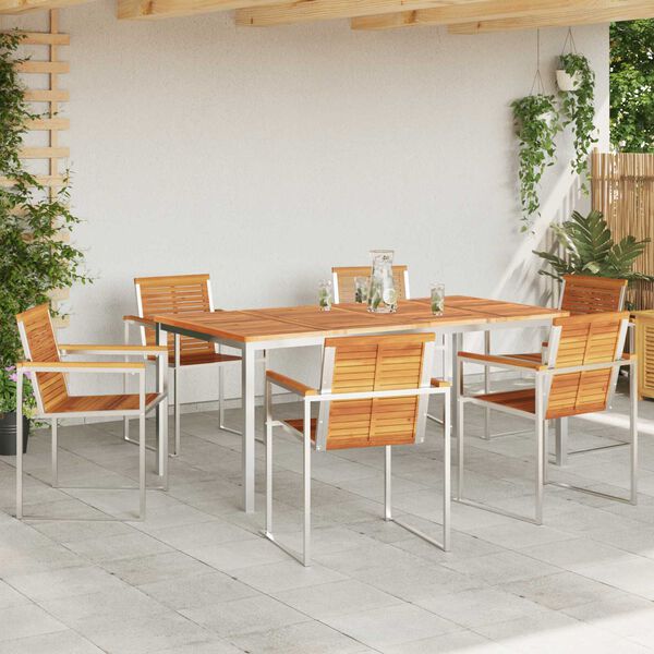 vidaXL Σέτ φαγητού για κήπο 7 pcs Σταθερό Ξύλο Ακακίας