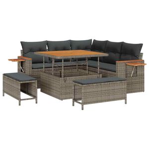 vidaXL &Sigma;&epsilon;&tau; &Kappa;&alpha;&nu;&alpha;&pi;έ &Kappa;ή&pi;&omicron;&upsilon; &mu;&epsilon; &mu;&alpha;&xi;&iota;&lambda;ά&rho;&iota; 9 pcs &Gamma;&kappa;&rho;&iota; &sigma;&upsilon;&nu;&theta;&epsilon;&tau;&iota;&kappa;ό &rho;&alpha;&tau;ά&nu;