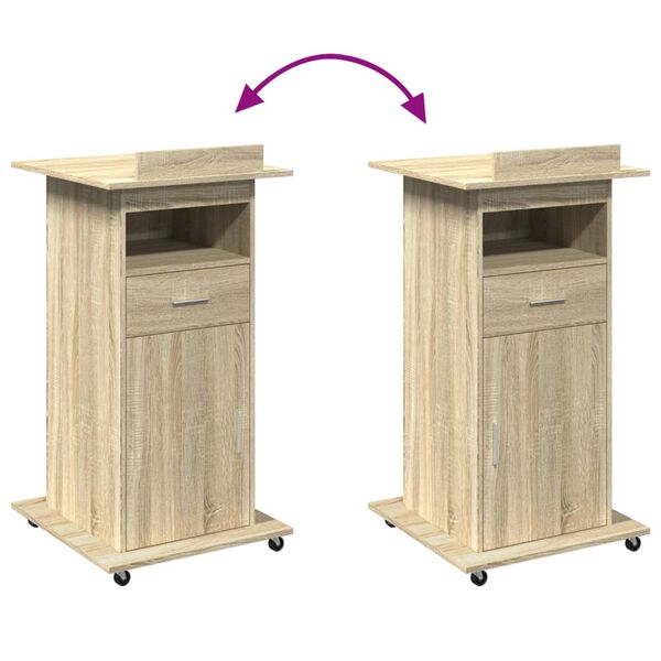vidaXL Αναλόγιο με Ροδάκια & Συρτάρι Sonoma Δρυς 55x55x107εκ Επεξ Ξύλο