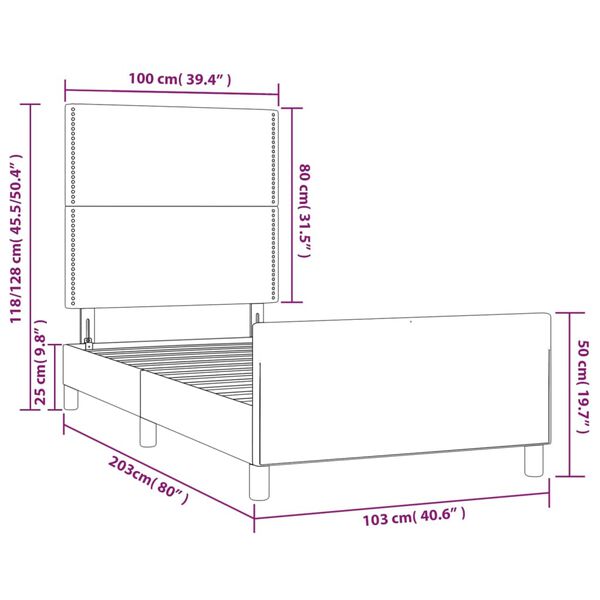 vidaXL Πλαίσιο Κρεβατιού με Κεφαλάρι Ροζ 100x200 εκ. Βελούδινο