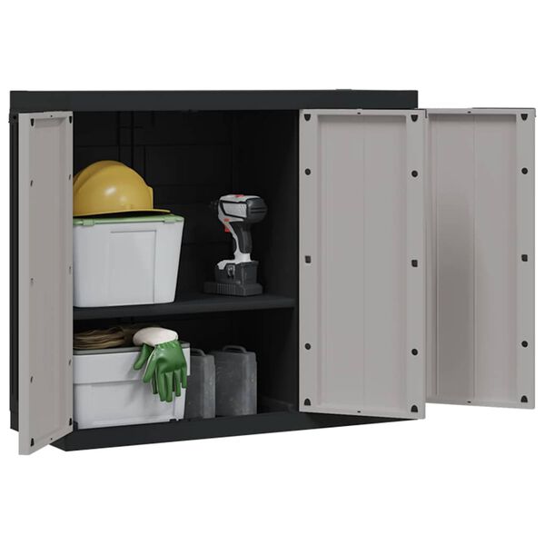 vidaXL Ντουλάπι Αποθ. Εξ. Χώρου Γκρι/Μαύρο 97x37x85 εκ. Πολυπροπυλένιο