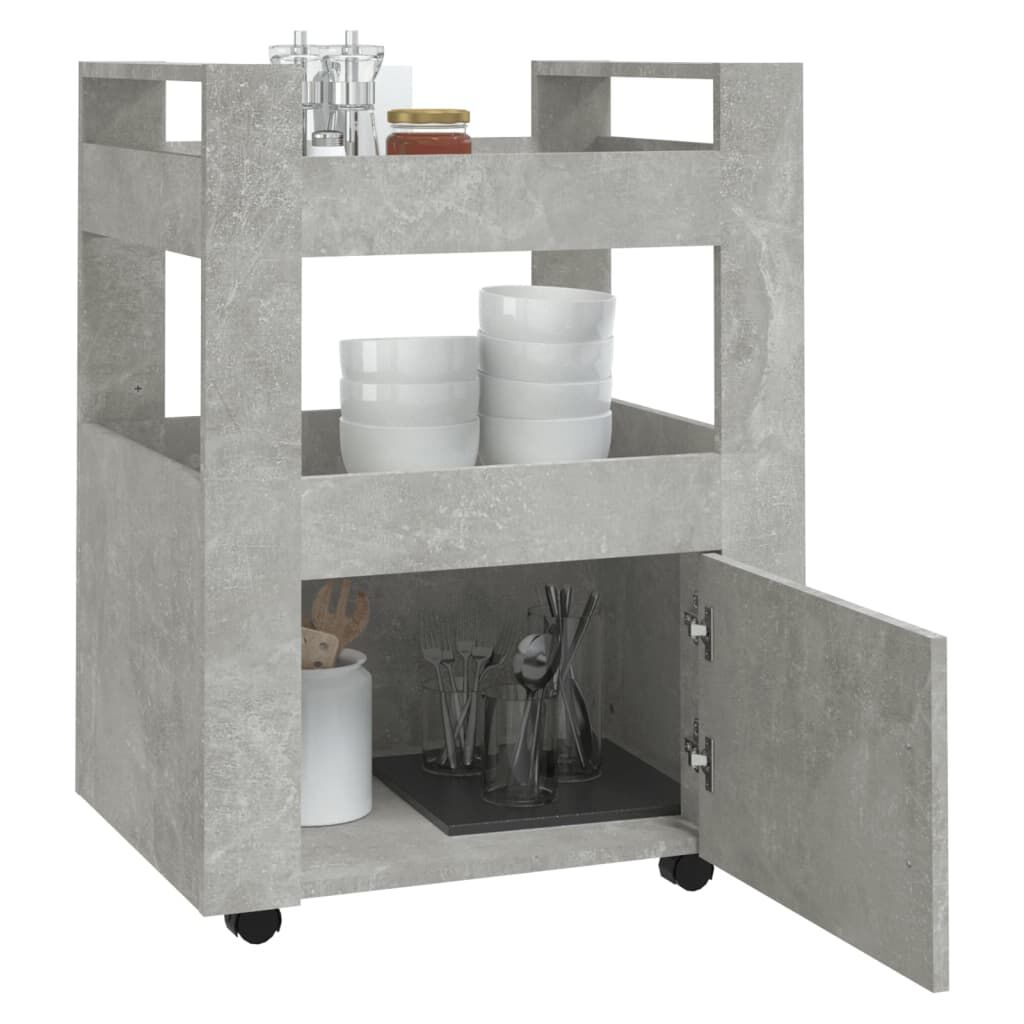vidaXL Τρόλεϊ Κουζίνας Γκρι Σκυρ. 60x45x80 εκ. από Επεξεργασμένο Ξύλο