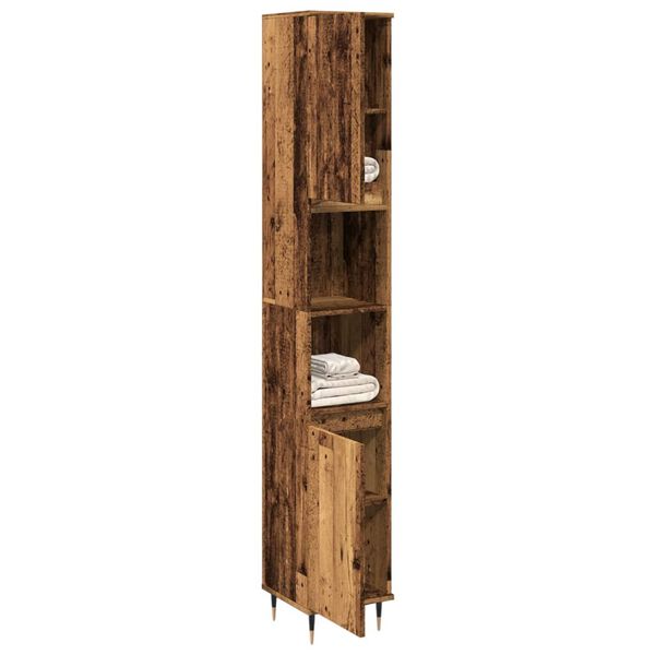 vidaXL Ντουλάπι μπάνιου Παλιό ξύλο 30x30x190 cm Κατασκευασμένο ξύλο