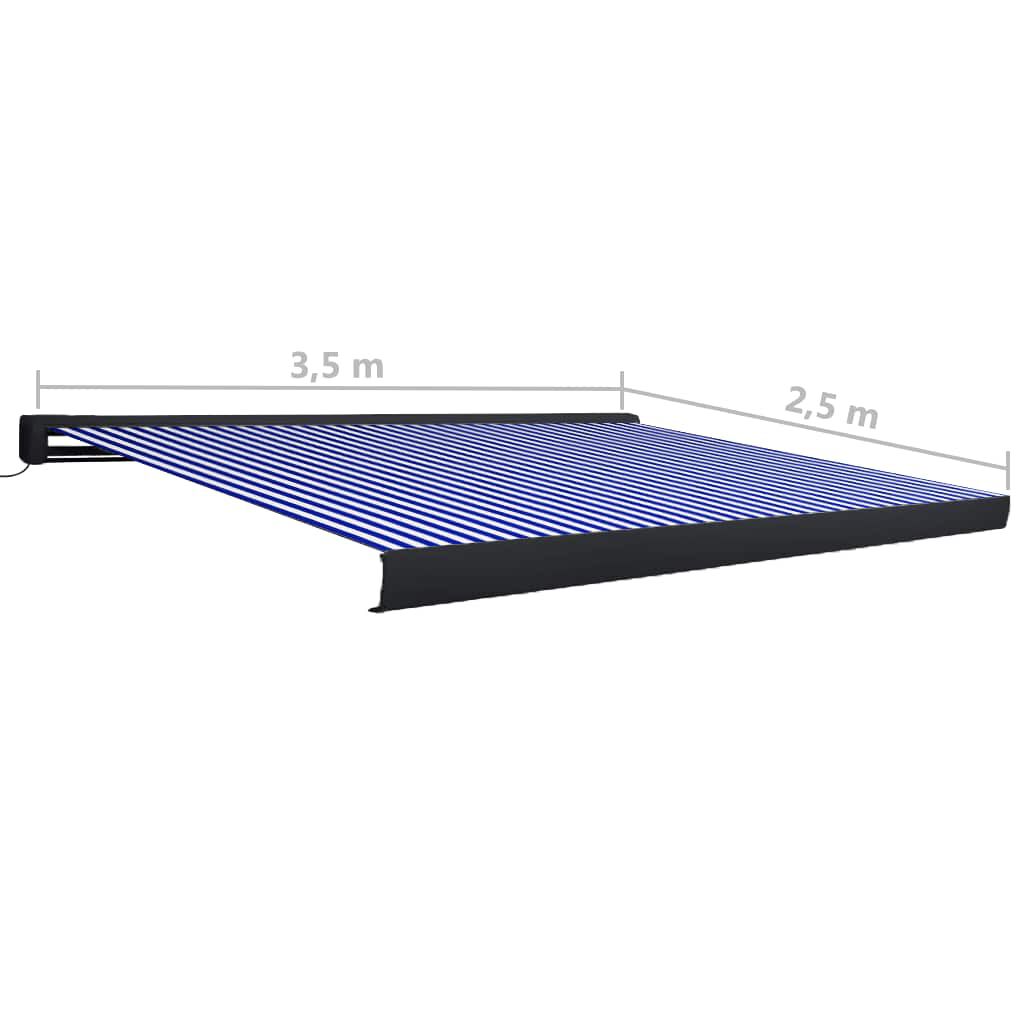 vidaXL Τέντα Κασετίνα με Μοτέρ Μπλε / Λευκή 350 x 250 εκ.