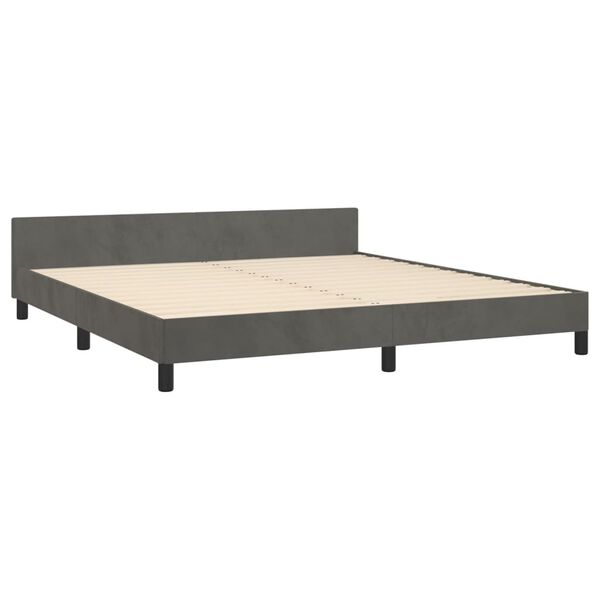 vidaXL Πλαίσιο Κρεβατιού με Κεφαλάρι Σκ. Γκρι 180x200 εκ. Βελούδινο