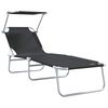 vidaXL Ξαπλώστρα 2-πρόσωπο 2 pcs Μαύρο 58 x 188 x 77 εκ. ύφασμα