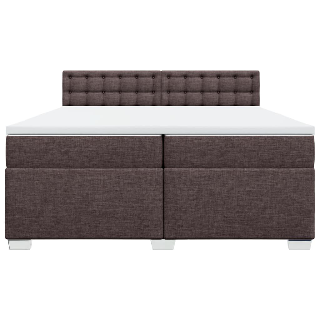 vidaXL Κρεβάτι Boxspring με Στρώμα Σκούρο Καφέ 200x200 εκ. Υφασμάτινο