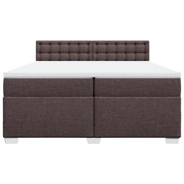 vidaXL Κρεβάτι Boxspring με Στρώμα Σκούρο Καφέ 200x200 εκ. Υφασμάτινο