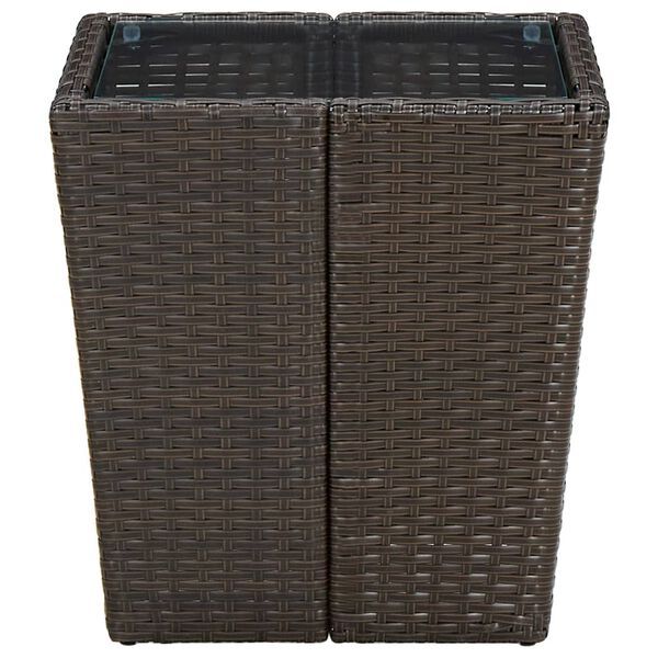 vidaXL Τραπέζι Βοηθητικό Καφέ 41,5x41,5x44 εκ. Συνθ.Ρατάν/Ψημένο Γυαλί