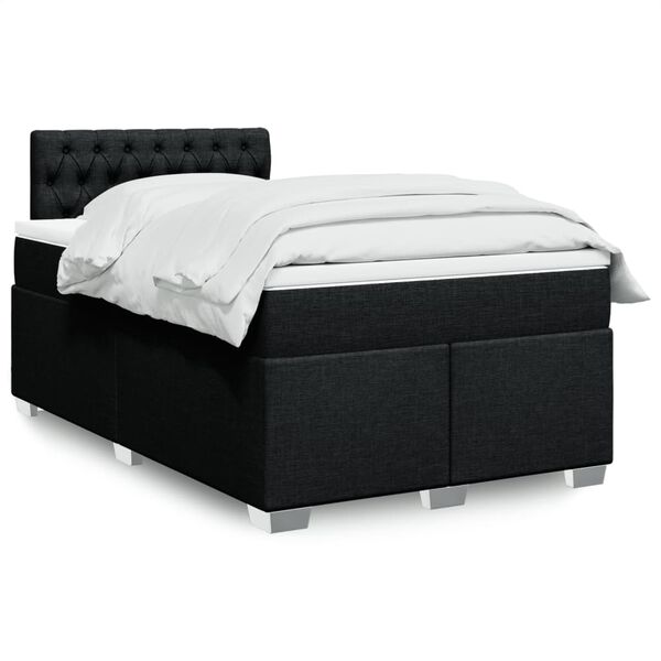 vidaXL Κρεβάτι Boxspring με Στρώμα Μαύρο 120x200 εκ. Υφασμάτινο