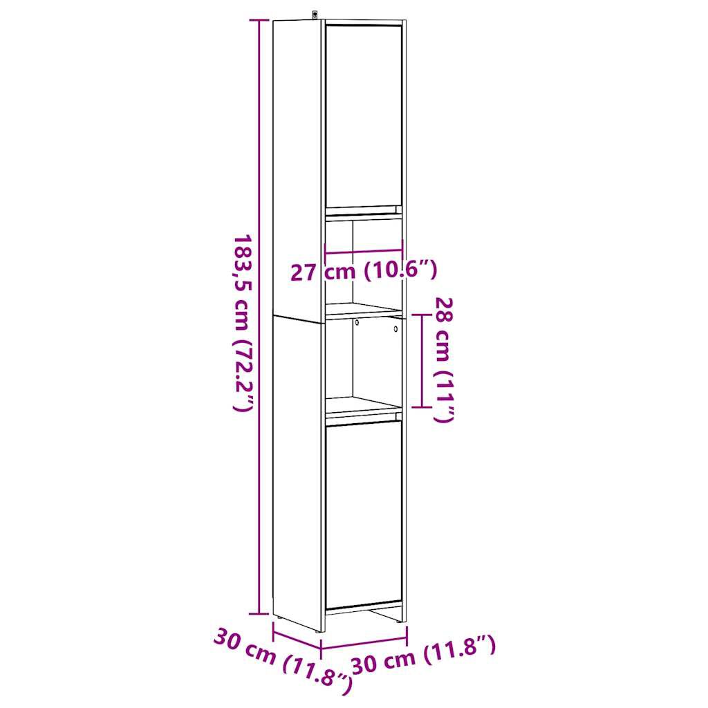 vidaXL Στήλη Μπάνιου Γκρι Σκυροδέματος 30x30x183,5 εκ. Επεξ. Ξύλο