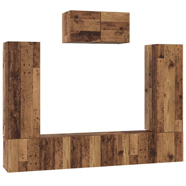 vidaXL Σετ επίπλου τηλεόρασης 7 pcs Παλιό ξύλο 180 x 30 x 120 εκ.