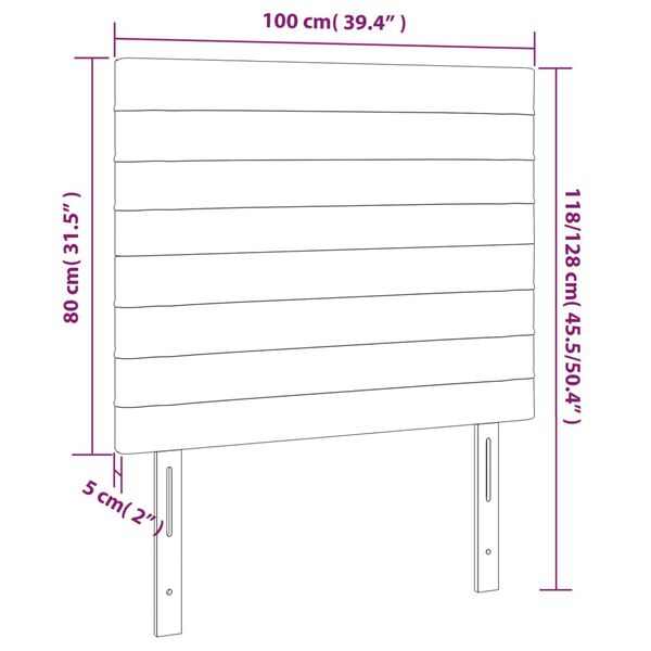 vidaXL Κεφαλάρι Κρεβατιού LED Σκούρο Πράσινο 100x5x118/128 εκ.