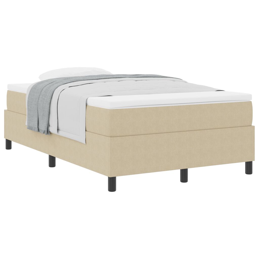 vidaXL Κρεβάτι Box Spring με Στρώμα Λευκό Γκρι 120x200 εκ. Ύφασμα Κοτλέ