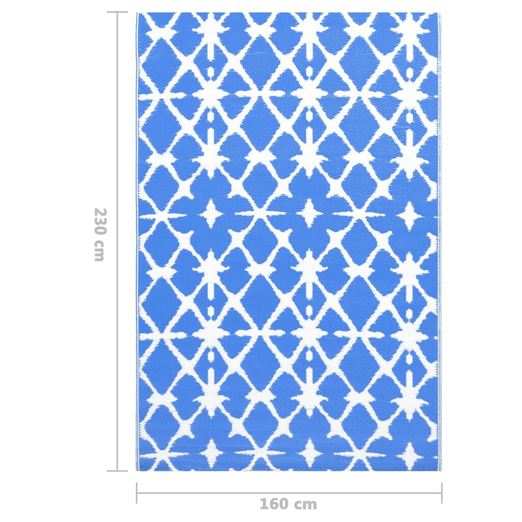 vidaXL χαλί εξωτερικού χώρου ARAKIL μπλε και λευκό 160x230 cm PP