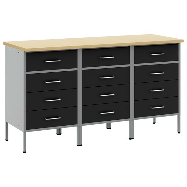 vidaXL Ντουλάπα Εργασίας 3 pcs Μαύρο και Γκρι 150 x 55 x 85 εκ