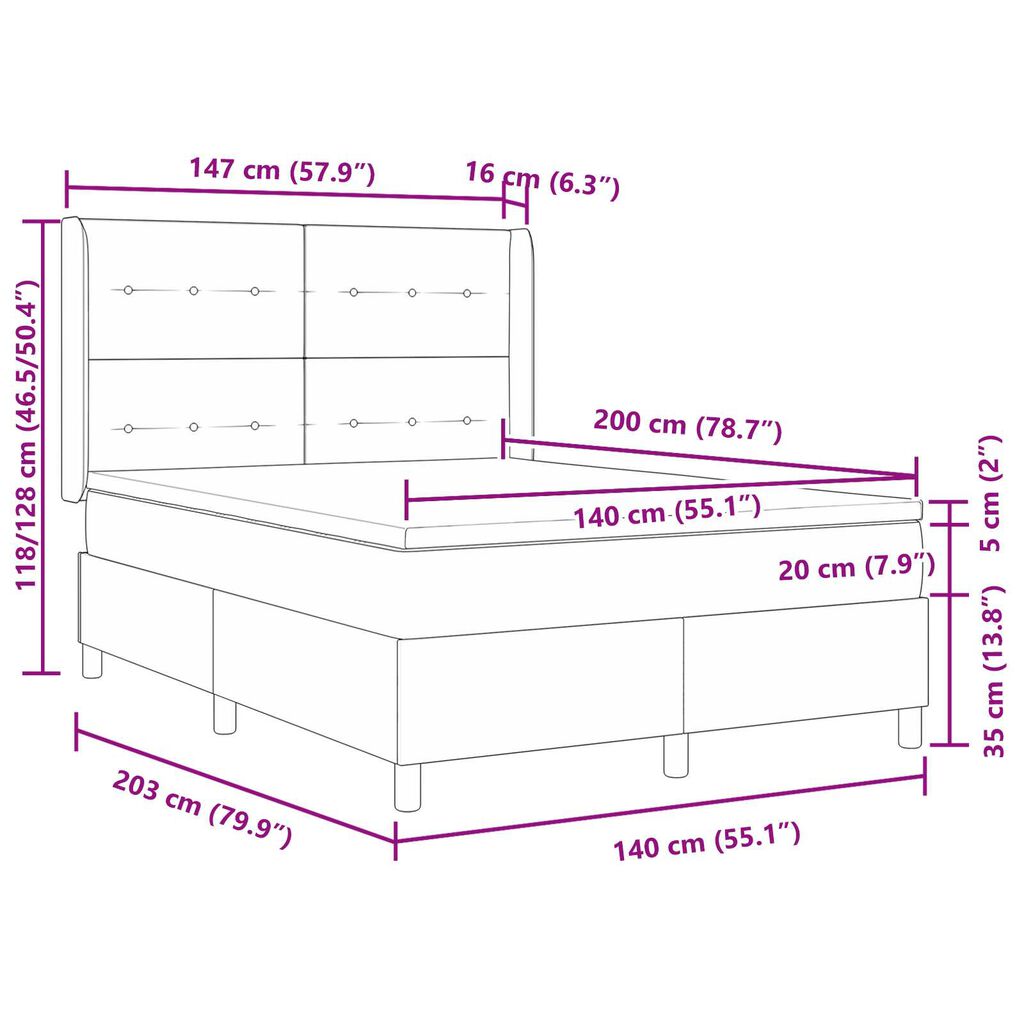 vidaXL Κρεβάτι με ελατήρια Ανοιχτό γκρι 140 x 200 cm Βελούδο
