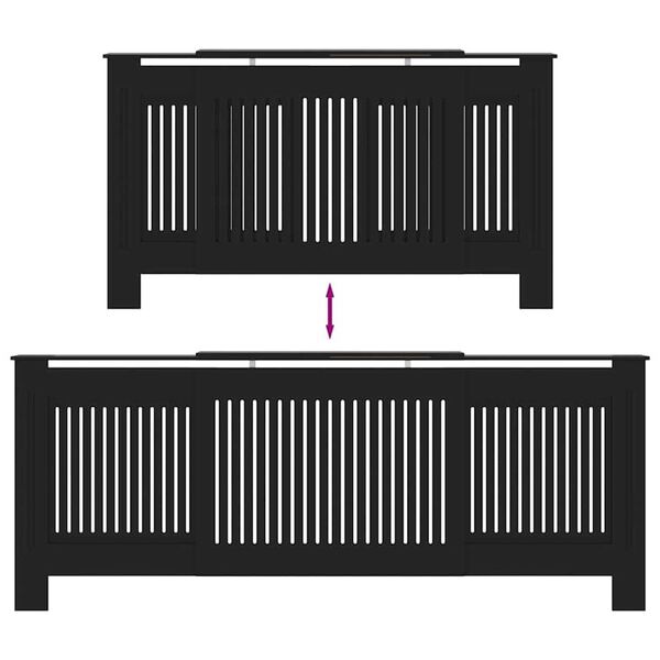 vidaXL Καπάκι Καλοριφέρ 2 pcs Μαύρο (142-205) x 20.5 x 81.5 εκ.
