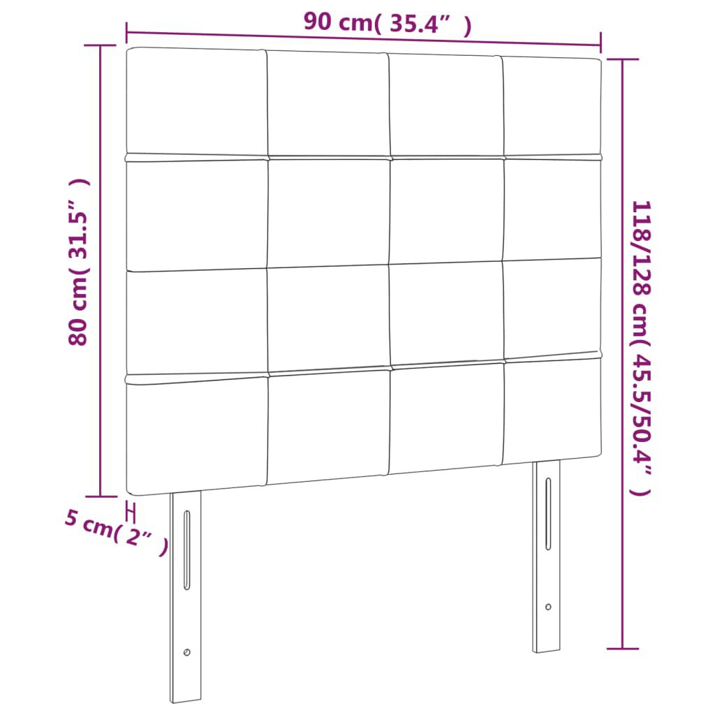 vidaXL Κεφαλάρι Κρεβατιού LED Σκούρο Γκρι 90x5x118/128εκ. Υφασμάτινο