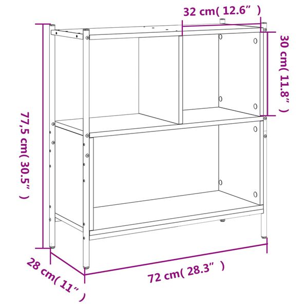 vidaXL Βιβλιοθήκη Γκρι Sonoma 72 x 28 x 77,5εκ. από Επεξεργασμένο Ξύλο