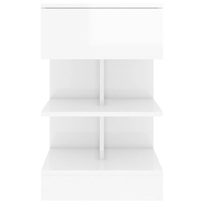 vidaXL Κομοδίνο Γυαλιστερό Λευκό 40 x 35 x 65 εκ. από Μοριοσανίδα