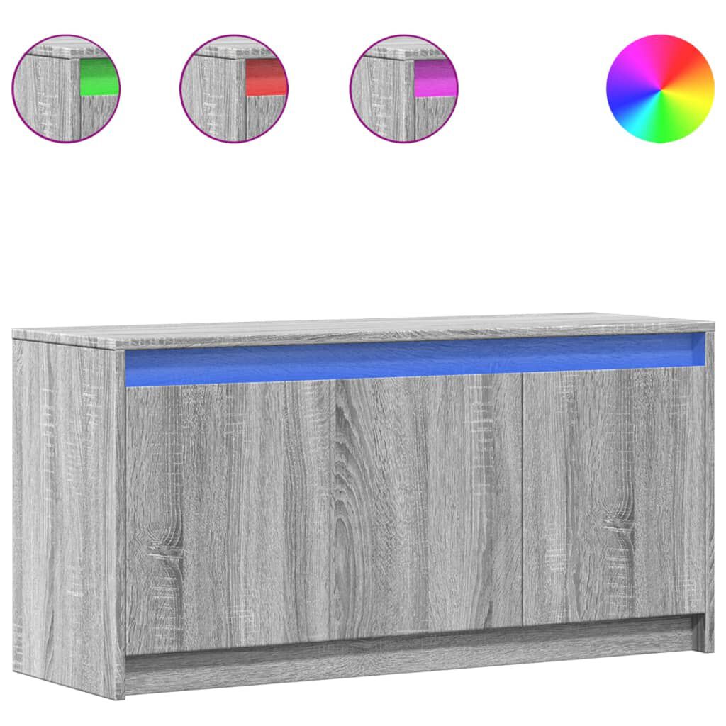 vidaXL Έπιπλο Τηλεόρασης με LED Γκρι Sonoma 100x34x50 εκ. Επεξ. Ξύλο