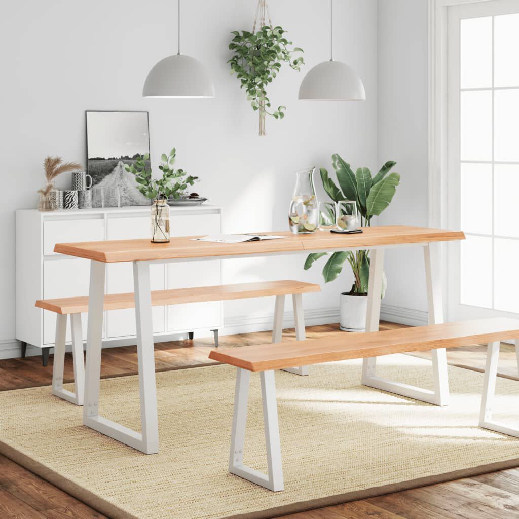 vidaXL Επιφ Τραπεζιού Αν Καφέ 180x40x(2-4)εκ.Ακατέργ. Μασίφ Ξύλο Δρυός