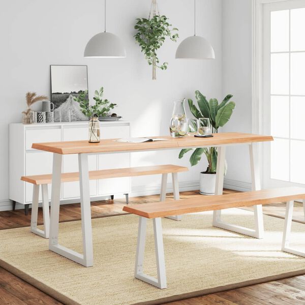vidaXL Επιφ Τραπεζιού Αν Καφέ 180x40x(2-4)εκ.Ακατέργ. Μασίφ Ξύλο Δρυός