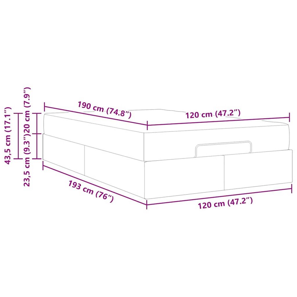 vidaXL Σκελετός κρεβατιού με στρώμα Μαύρο 120 x 190 cm Τεχνητό δέρμα