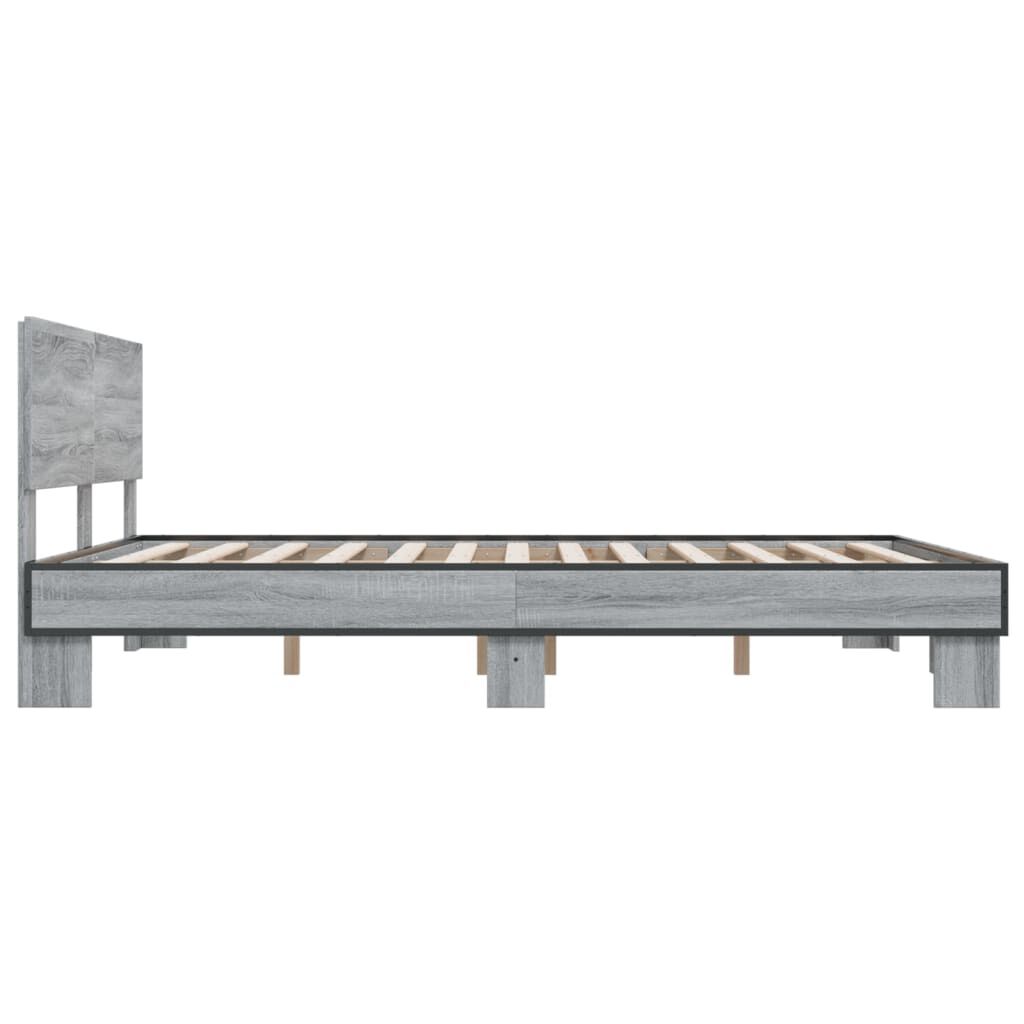 vidaXL Πλαίσιο Κρεβατιού Γκρι Sonoma 160x200 εκ. Επεξ. Ξύλο & Μέταλλο