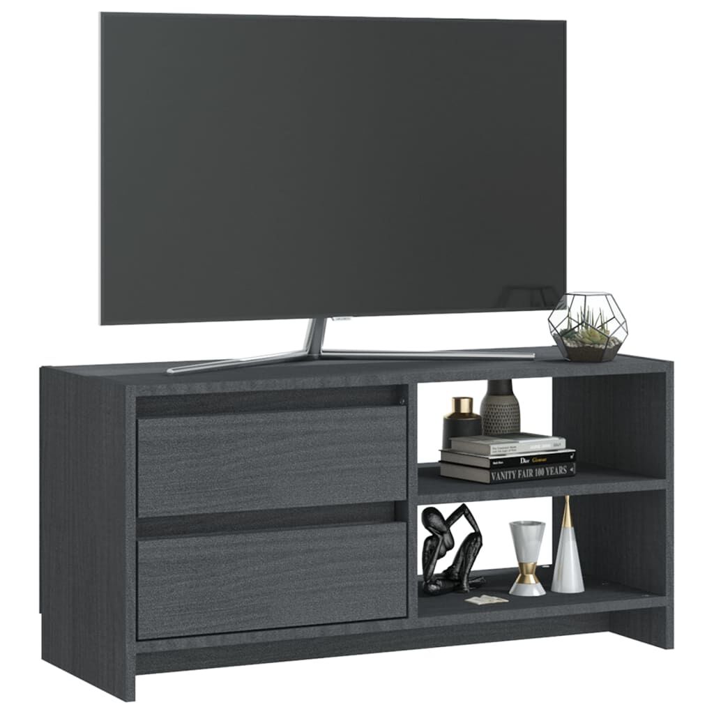 vidaXL Έπιπλο Τηλεόρασης Γκρι 80 x 31 x 39 εκ. από Μασίφ Ξύλο Πεύκου
