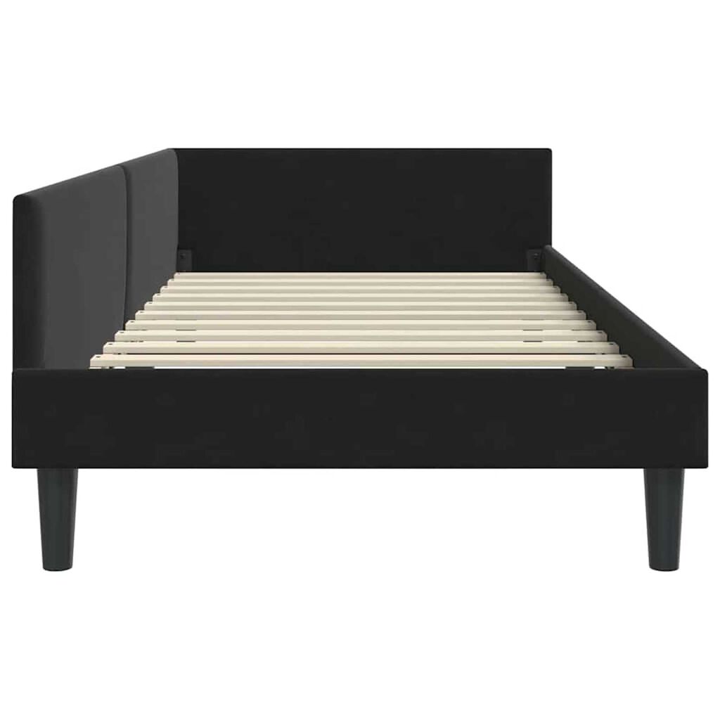 vidaXL Πλαϊνό Κρεβάτι Μαύρο 90 x 200 cm Βελούδο και Στιβαρή ξυλεία
