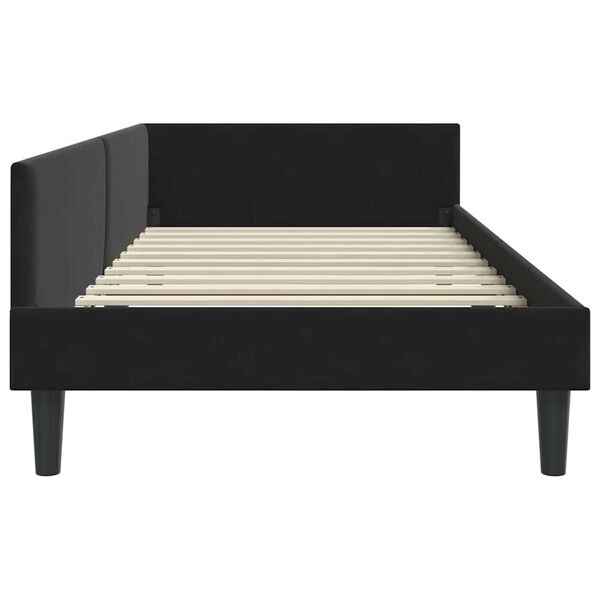 vidaXL Πλαϊνό Κρεβάτι Μαύρο 90 x 200 cm Βελούδο και Στιβαρή ξυλεία